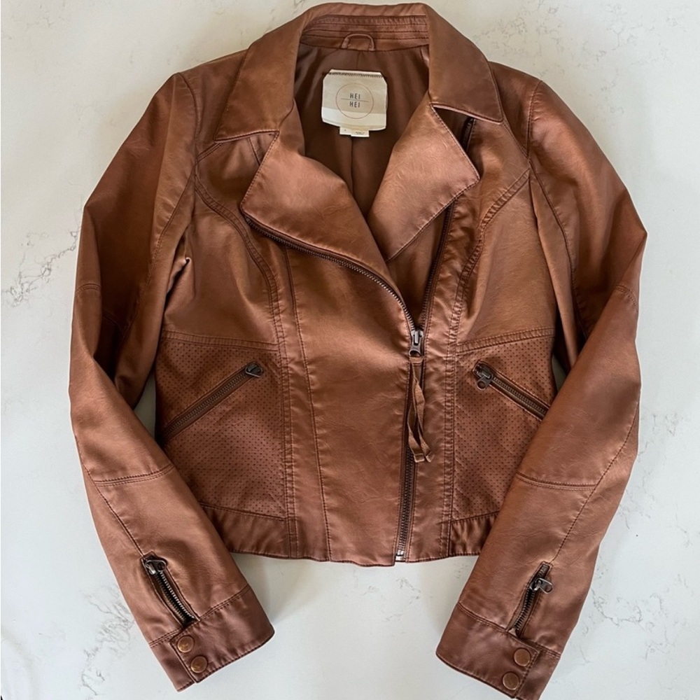 Anthropology Hei Hei Brown Faux Leather Jacket